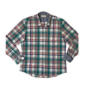 7 Diamonds Shirt Mens XL Extra Large Plaid Long Sleve Christmas Holiday Colors